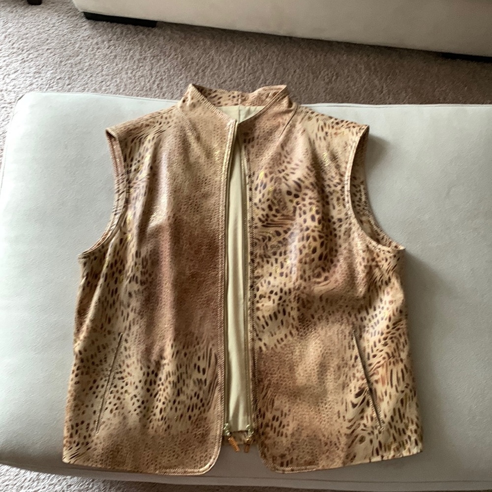 Animal print lightweight leather vest